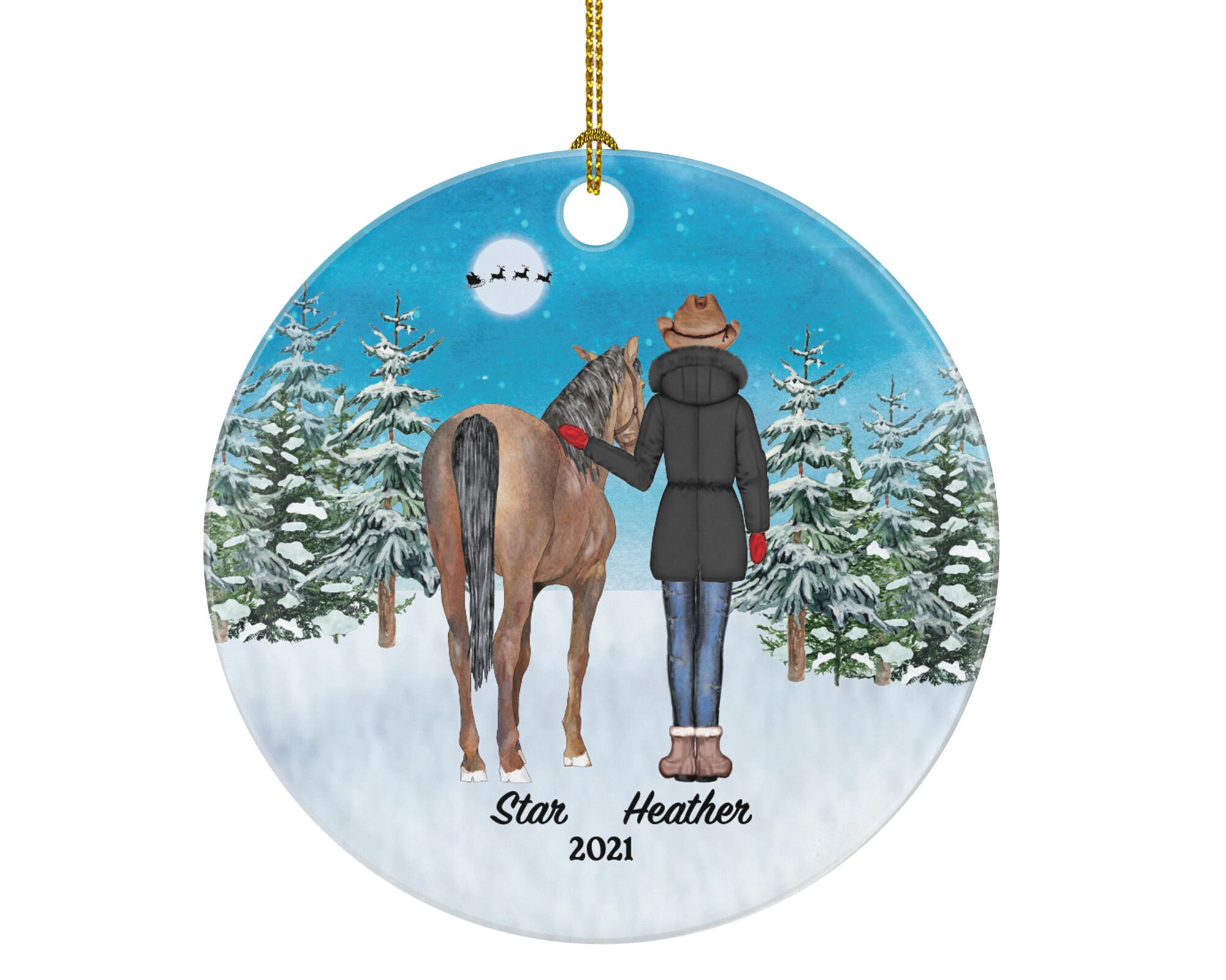 Horse and Female Rider Christmas Ornament Personalized - Etsy