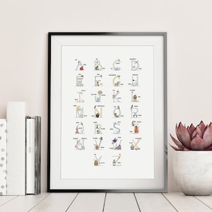 Children&#39;s Alphabet Giclee Fine Art Print, Wall Art Print, Nursery Print (Unframed), 8x10, 12x16,16x20