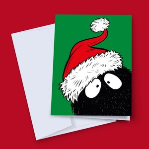 Fun Santa Christmas Card, Peekaboo Xmas Card, Christmas Card, Happy Holidays Card, Cute Christmas Card, Santa Card