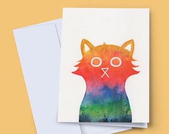 Thank You Card, Rainbow Cat Card, Note Card, Friendship, Positivity, Self-Care, Thinking Of You, Pet Condolence Card, Miss You