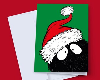 Fun Santa Christmas Card, Peekaboo Xmas Card, Christmas Card, Happy Holidays Card, Cute Christmas Card, Santa Card