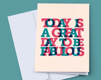 Be Fab Card, Fabulous Card, Congratulations Card, Wedding Card, New Job Card, Work Friend Leaving Card, Motivational Card, New Start