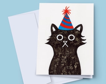 Party Cat Card, Celebration Card, Congratulations Card, Cat Birthday Card, Birthday Card, Cats Birthday Card, Card From The Cat, New Year