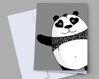Photobombed Panda Card, Funny Panda Birthday Card, Cute Panda Card, Panda Party Invitation, Cute Birthday Card, Hello Card, Love Card