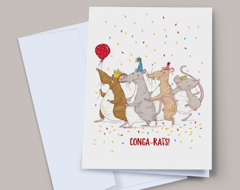 Funny Congratulations Card | Conga-Rats Greeting Card | New Job Card, Exam Results, New Home, New Baby