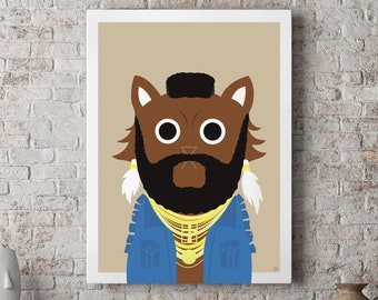 B. A. Cat Giclee Fine Art Print, Wall Art Print, A-Team Print, 80s, Mr T A-Team Wall Art Print, Home Wall Decor, Movie & TV Memorabilia, Cat