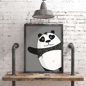 Photobomb Panda Giclée Print: Playful Nursery Wall Art