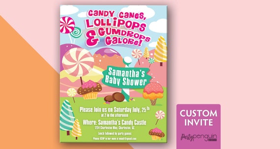 candyland baby shower invitations