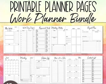 Bestsellers Printable Work Planner Bundle, Daily Printable Planner, Weekly Planner Pages, Digital Planner, Planner Inserts, Office Organizer