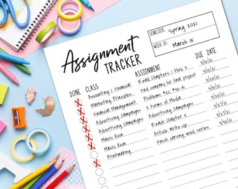 Printable Assignment Tracker, Homework Tracker, Assignment Planner, Assignment Log, Planner Inserts, Student Planner, Academic Planner