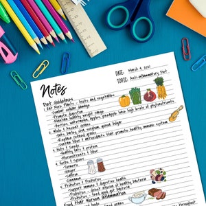 Printable Notes Page, Printable Note Paper, Printable Planner, Work Planner, Student Planner, Planner Insert, Digital Planner, Daily Planner