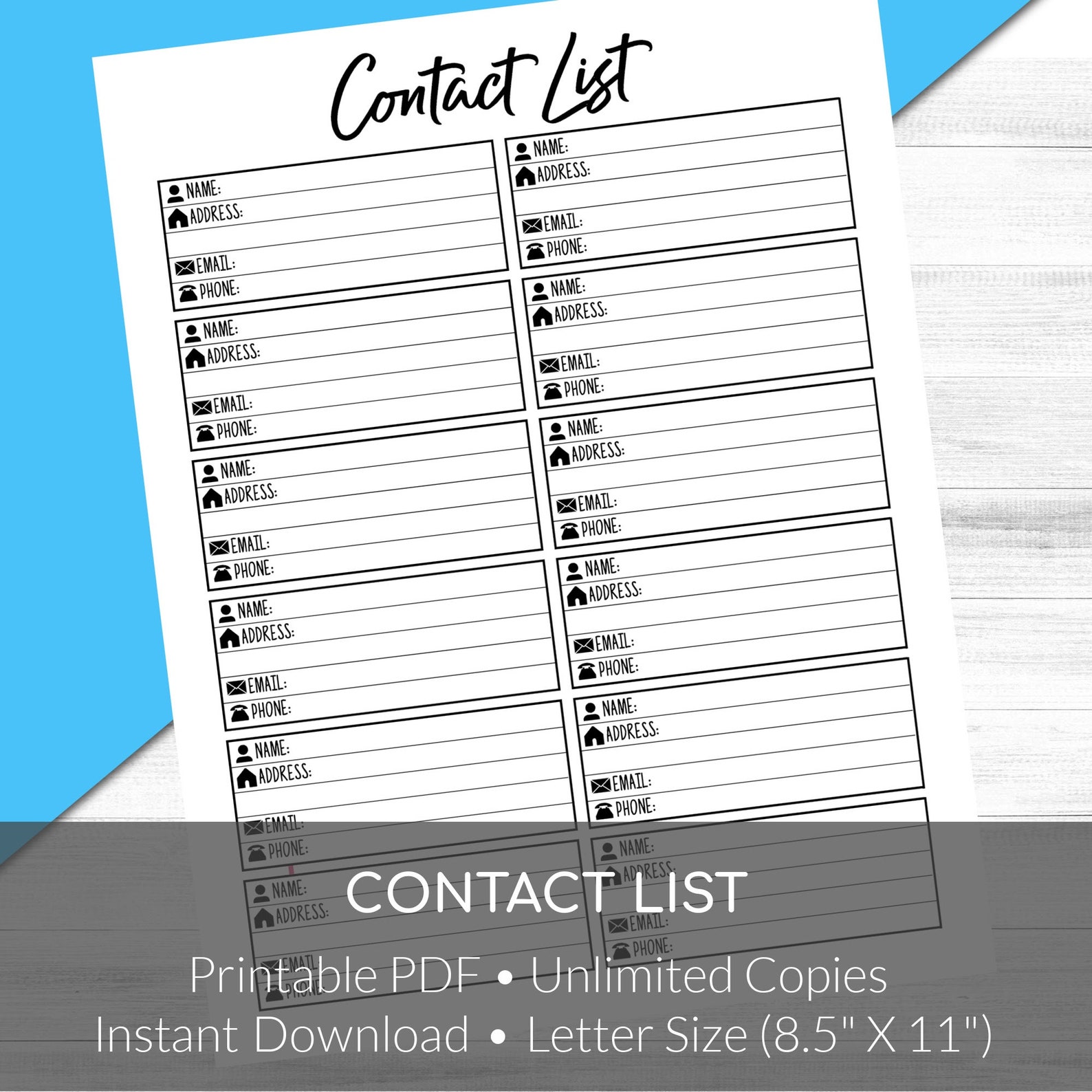 Printable Address Book Contact List Daily Planner Printable Etsy