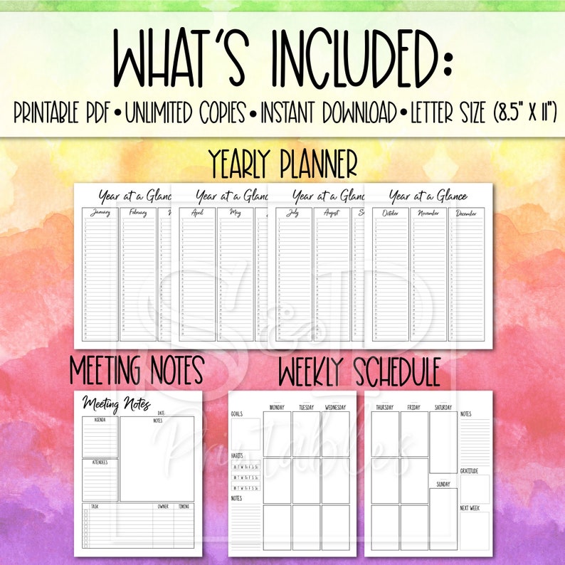 Bestsellers Printable Work Planner Bundle, Daily Printable Planner, Weekly Planner Pages, Digital Planner, Planner Inserts, Office Organizer image 6