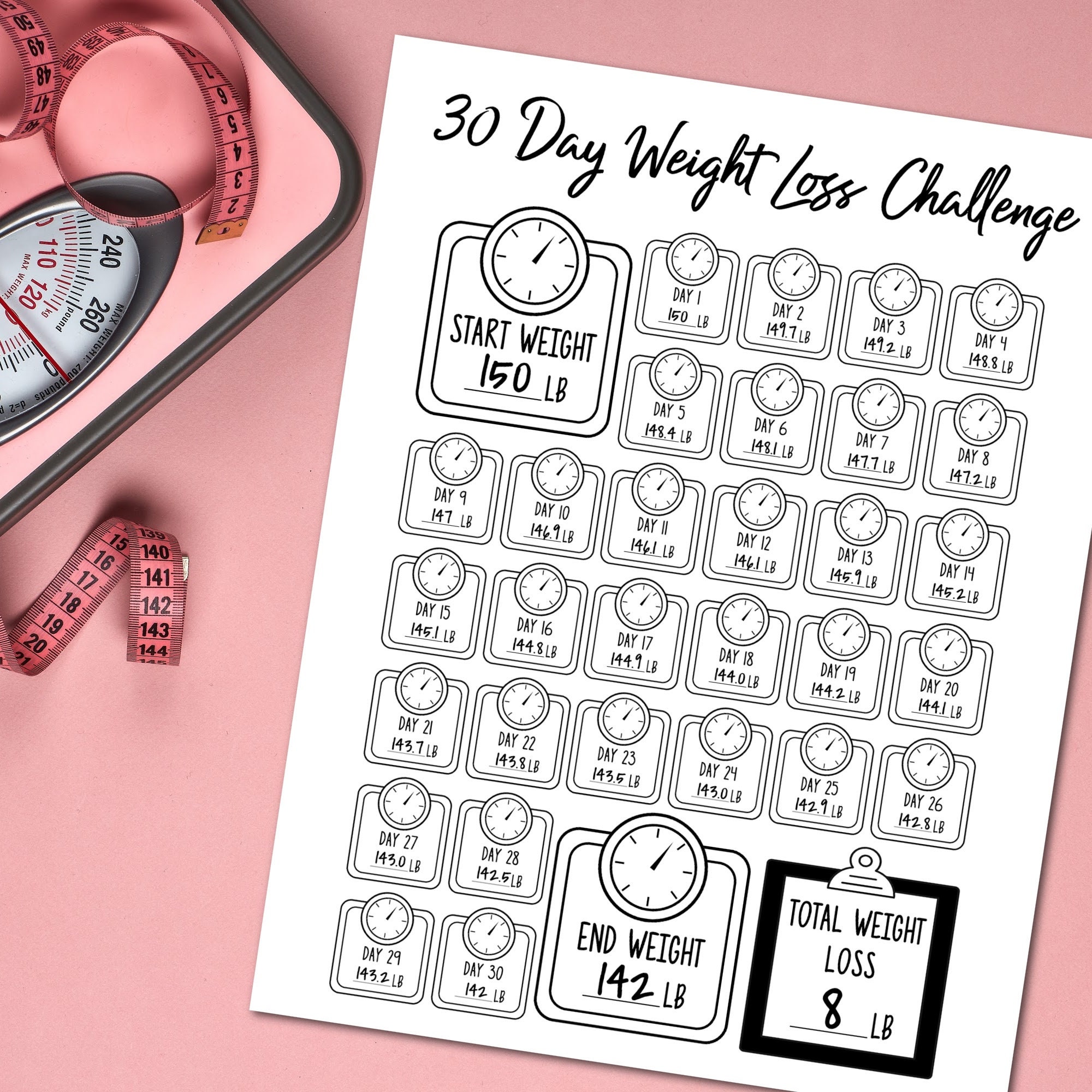 Printable Weight Tracker, Printable Exercise Tracker, Printable Fitness