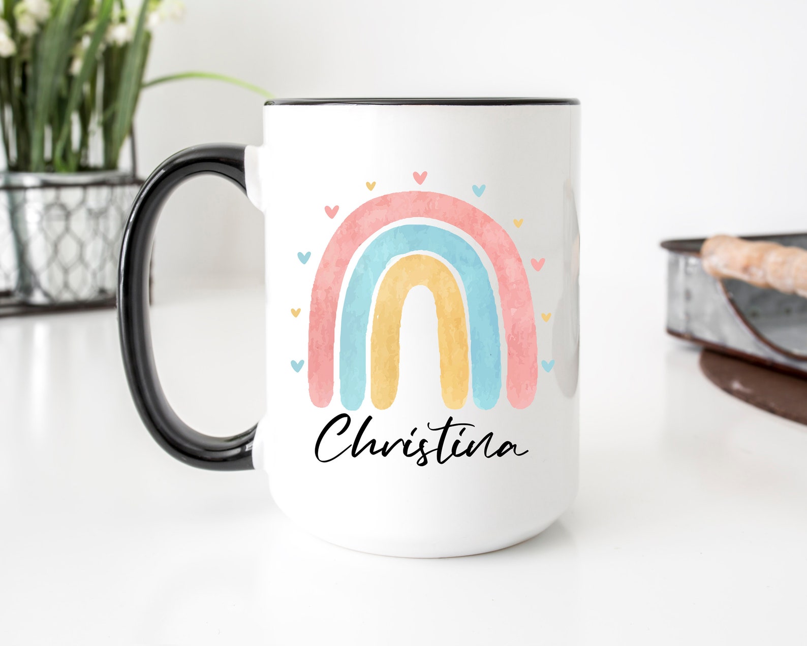 Personalized Rainbow Mug Rainbow Mug Kids Best Friend Gift Etsy