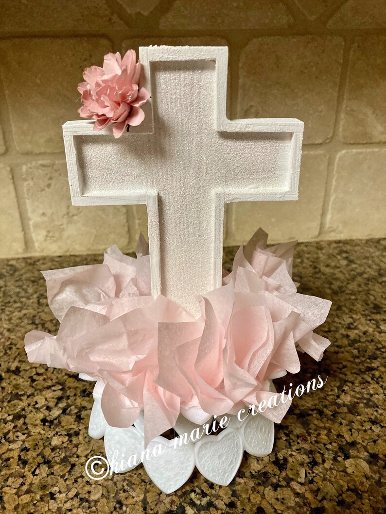 Baptism Centerpiece / Party Centerpiece / Cross Etsy