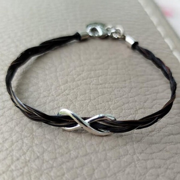 bracelet fin en crin symbole INFINI en argent