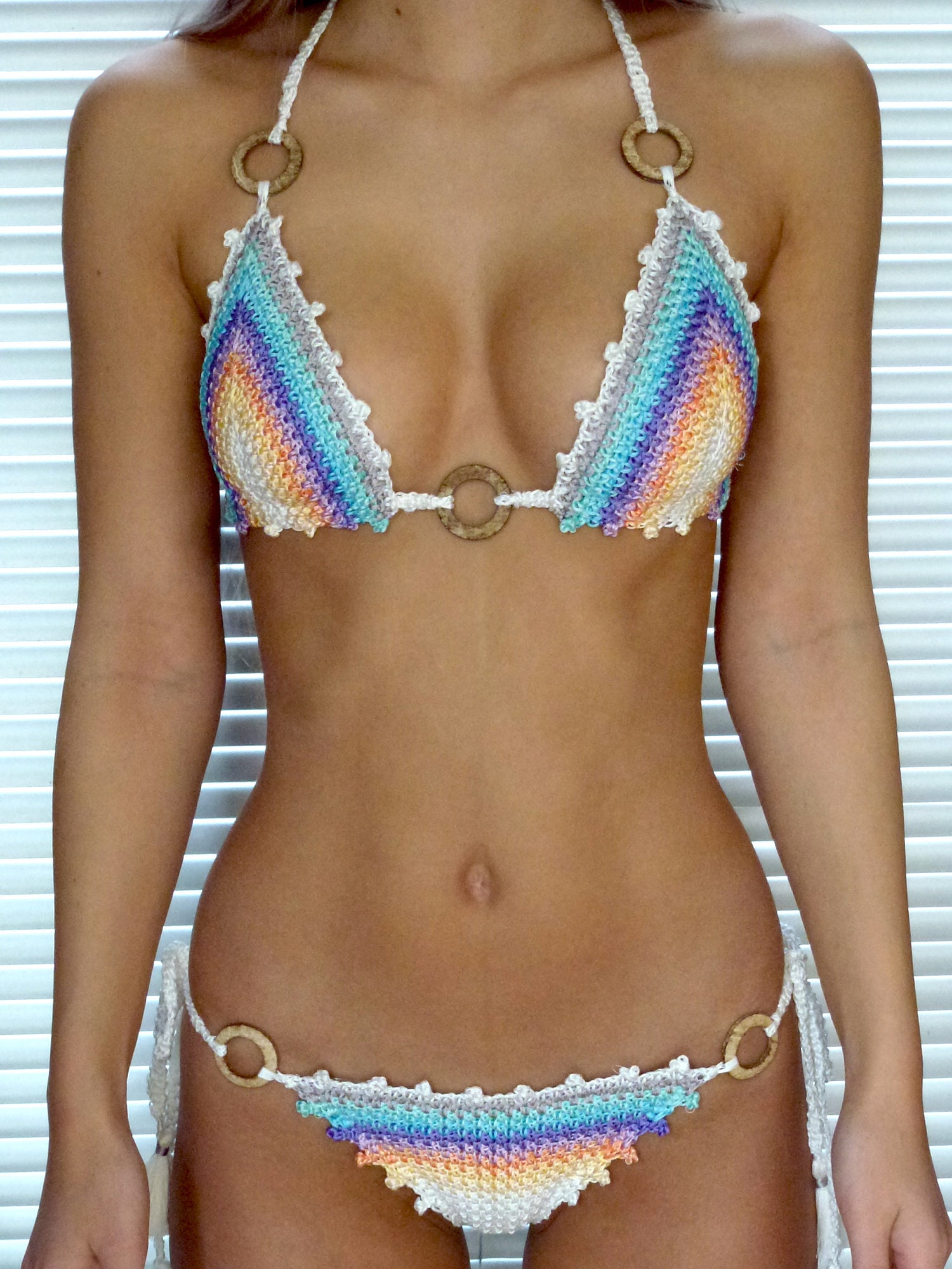 Crochet bikini pants rainbow Etsy