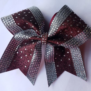Beautiful  glitter competition cheer bow with Rhinestones- Customizable