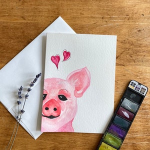 Acquerello originale dipinto a mano, biglietto anniversario, biglietto d'auguri, buon compleanno, biglietto d'auguri vuoto, simpatico animale
