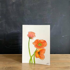 Hand-painted flowers blank card