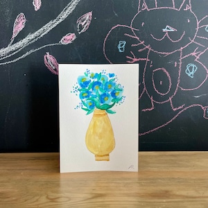 Hand-painted watercolour card of flower vase