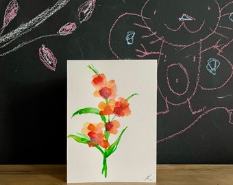 Hand-painted watercolour card of a flower