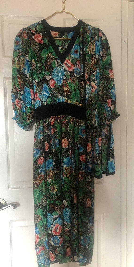 DIANE FREIS Vintage Floral Print Dress