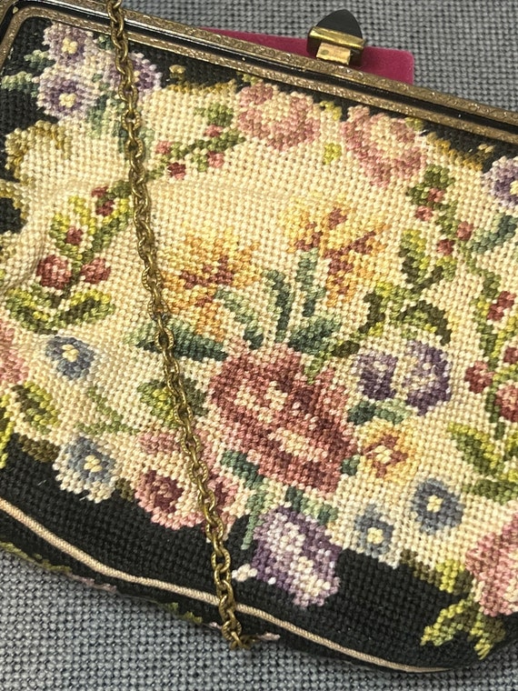 Victorian Floral Needlepoint Petit Point Floral E… - image 2