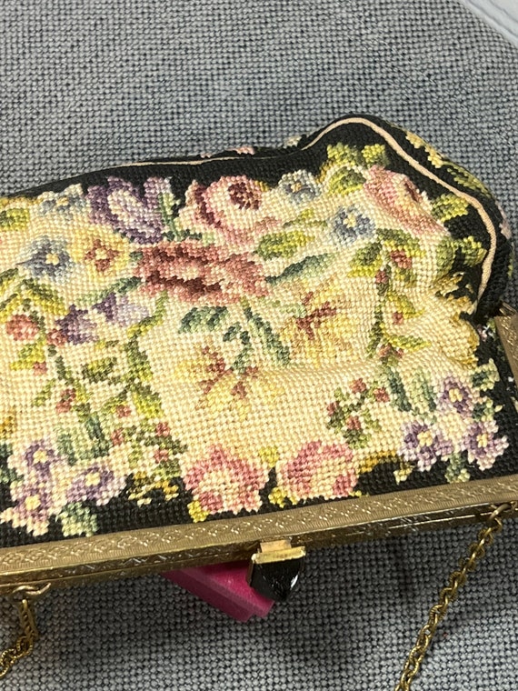 Victorian Floral Needlepoint Petit Point Floral E… - image 5