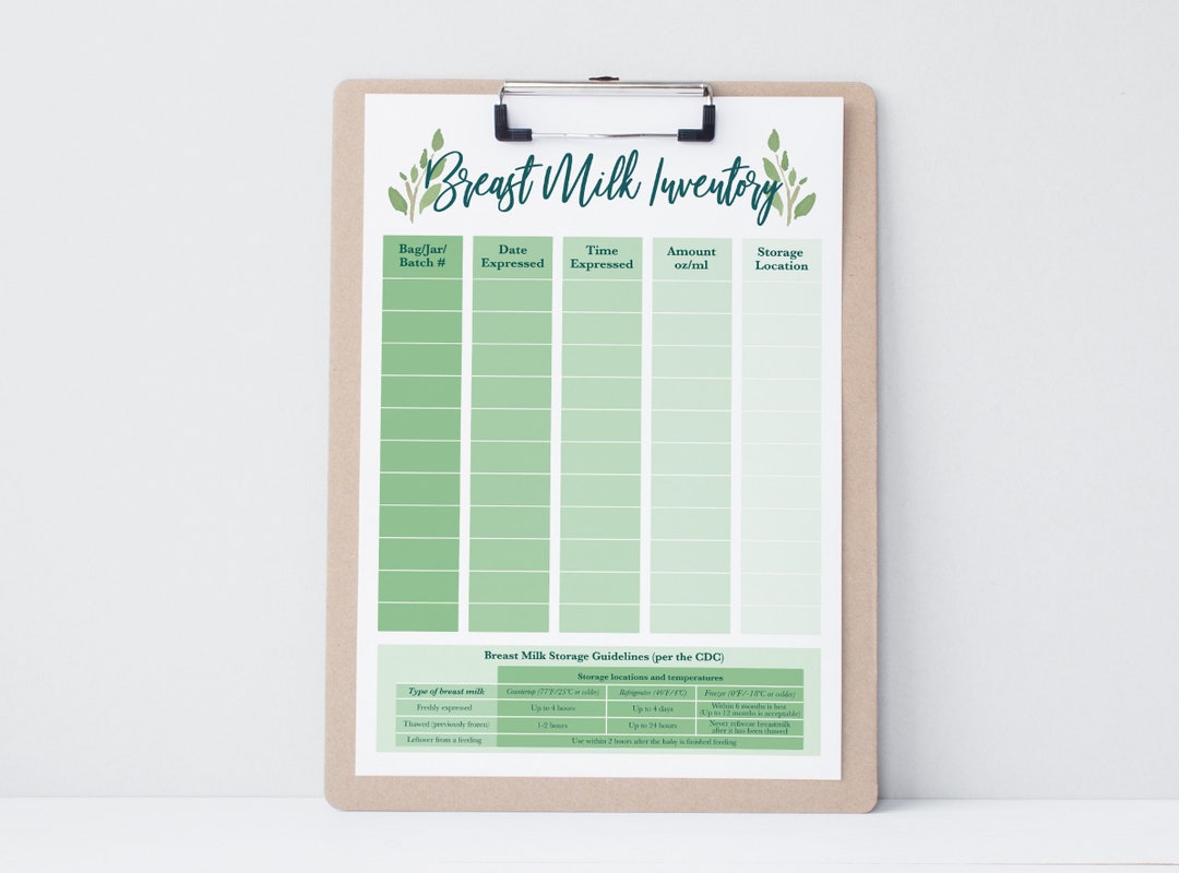 Breast Milk Inventory Printable, Pumping Tracker, Breastmilk Storage Log, Breastfeeding Sheet