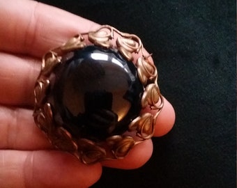 Antique Victorian Gilt Hematite Brooch late 1800s