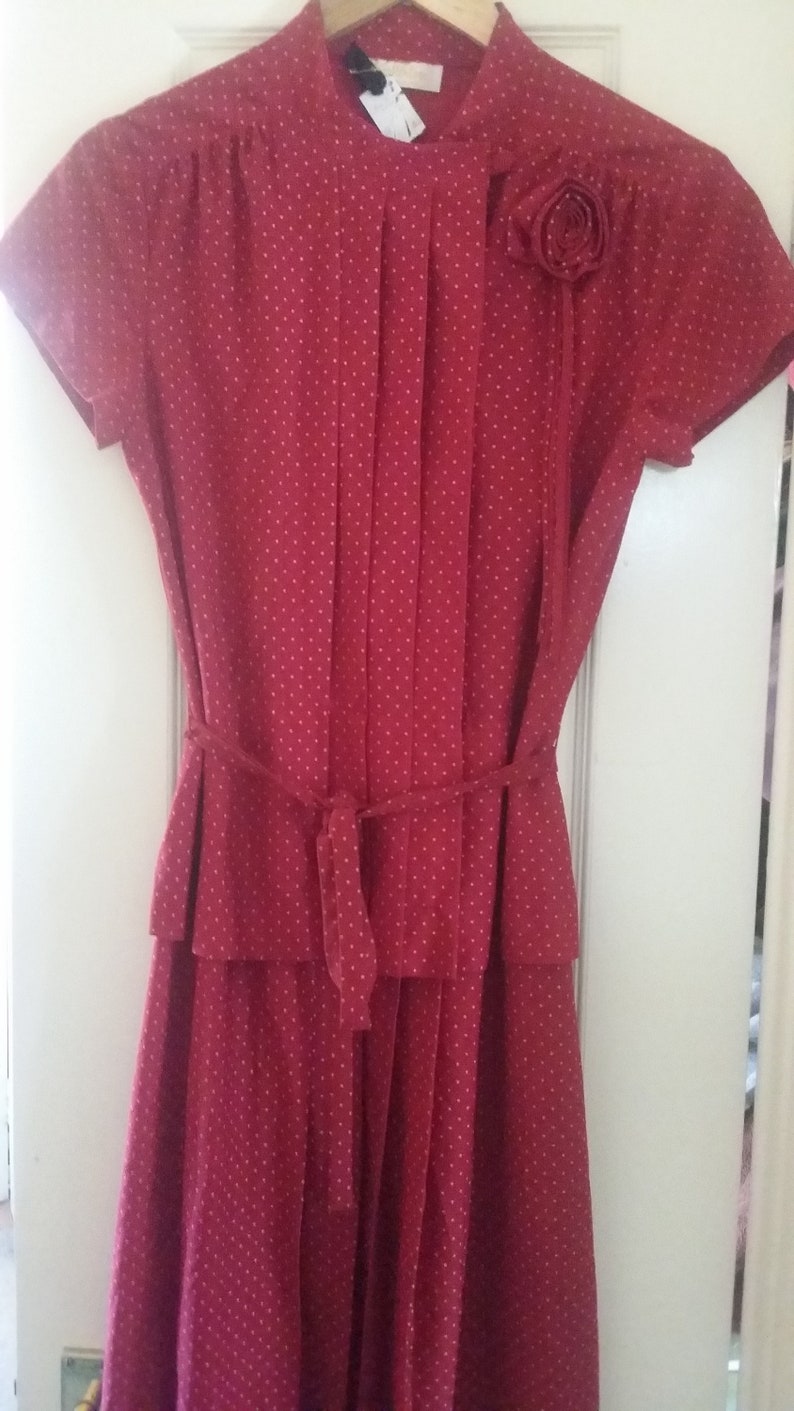 red polka dot tea dress