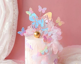 Whimsical Butterfly Cake Topper | Unique Cake Topper | Cupcake Toppers | Happy Birthday Topper | Birthday Decorations | Cake Decoration