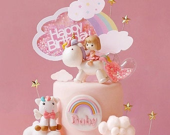 Unicorn Rainbow Cake Topper | Unicorn Birthday Decorations | Birthday Sign Cake Topper | Unicorn Party Decorations | Kids Party Decorations