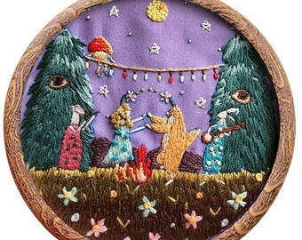 Whimsical Unique Embroidery Starter Kit | Beginner Embroidery Kit | DIY Embroidery Starter Kit | All Materials Included | Princess & Bear