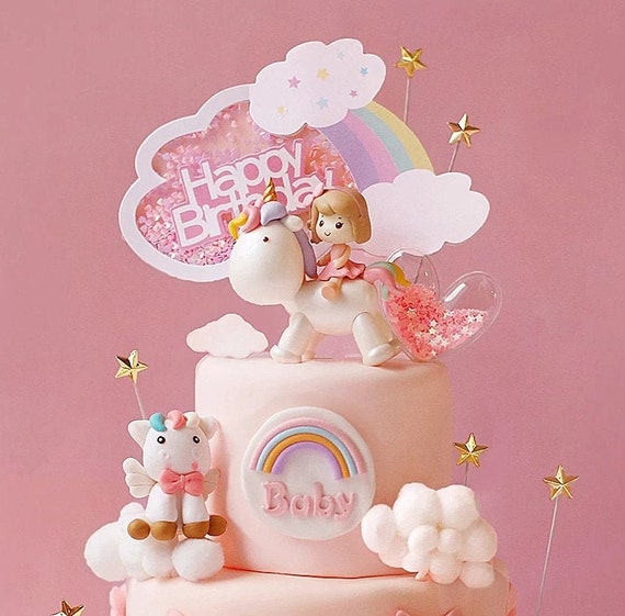Unicorn Rainbow Cake Topper Unicorn Birthday Decorations Birthday