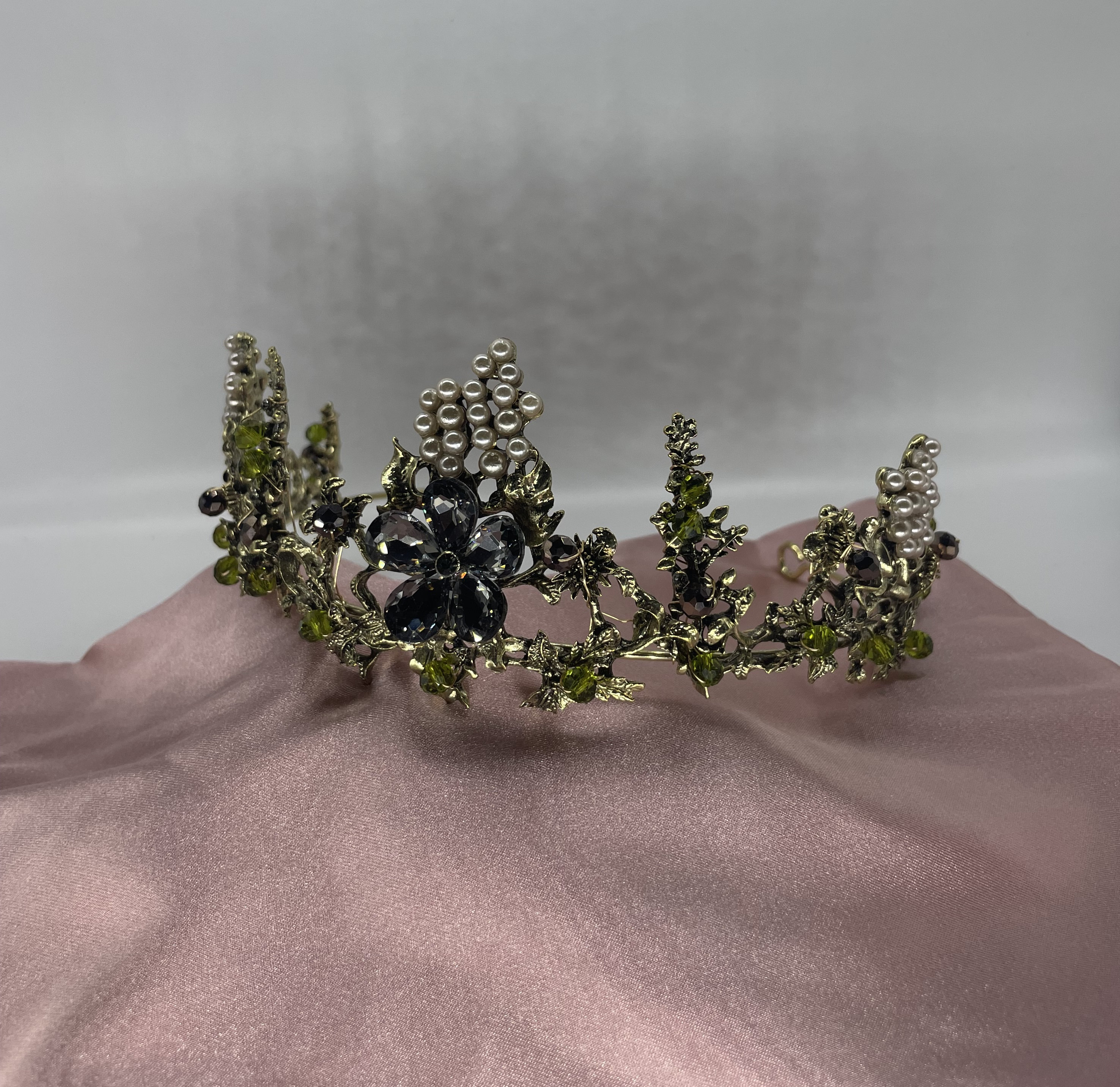 ? Vintage Inspired Gold Tiara ? Baroque Vintage Crown Tiaras, Court Style Rhinestone Bridal  main image 2