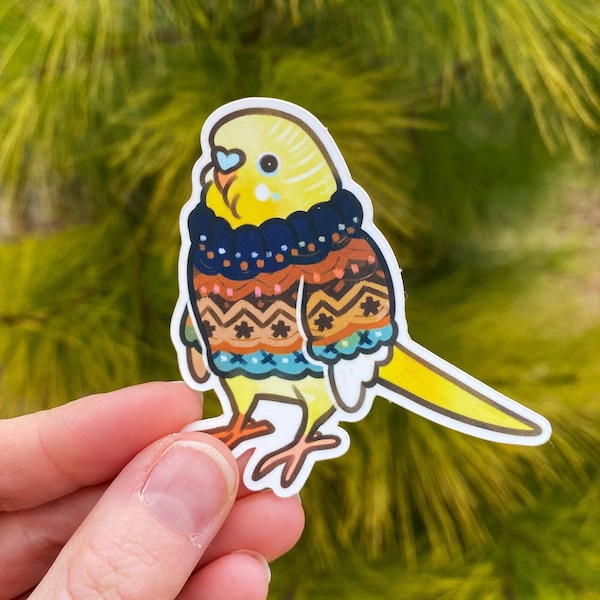 Yellow Budgie ~ Matte Vinyl Sticker