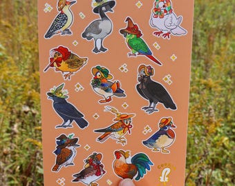 Birds in Bonnets Sticker Sheet