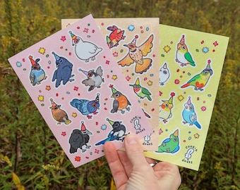 Party Bird Chibis ~ Sticker Sheets