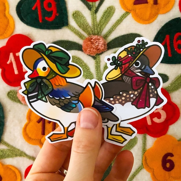 Mandarin Duck Couple ~ Eco Stickers