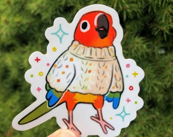 Sweater Conure ~ Clear Vinyl Sticker