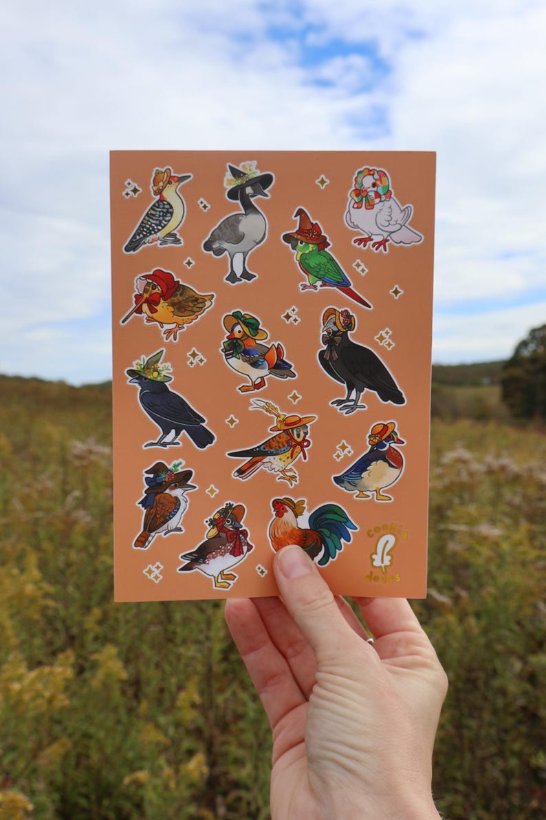 Birds in Bonnets Sticker Sheet - Etsy