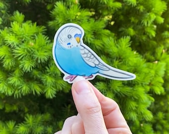 Blue Budgie Sticker - Glossy Vinyl Bird Decal