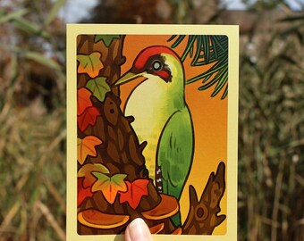 Green Woodpecker Postcard