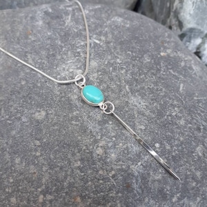 Türkis Quaste Halskette, mexikanische Türkis ovale Quaste Halskette, 925 Sterling Silber.