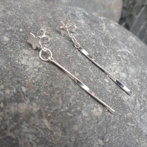 Star Earrings, 925 Sterling Silver Star Earrings, Shooting Star Earrings