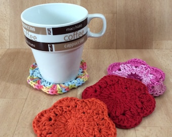 Flower coaster crochet pattern, PDF download, simple crochet pattern, flower coaster