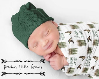 Personalized Duck Swaddle Blanket/ duck hunter baby blanket/ baby boy personalized gift/ hunting baby bedding/ hunting nursery decor